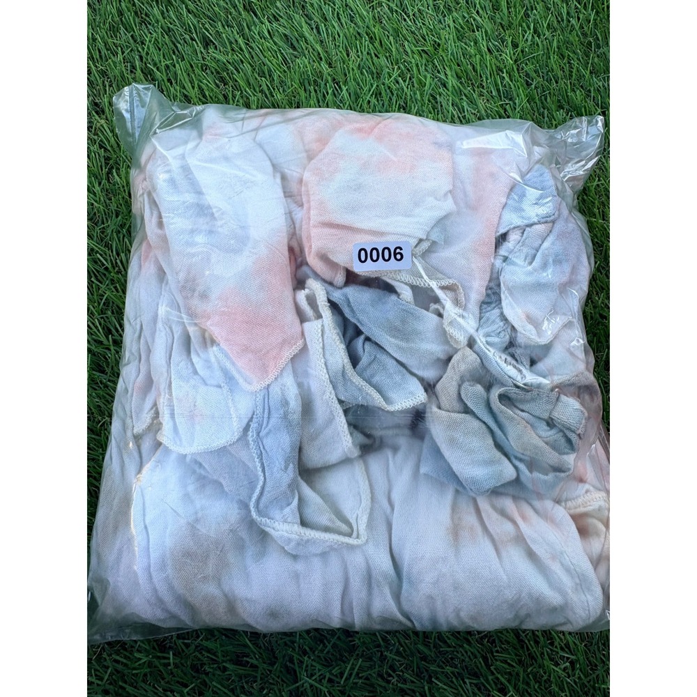 Romantic Boho Me Tie Dye Ruffle Midi Dress Blue Peach Smocked Tie Front High Low - Picture 7 of 7